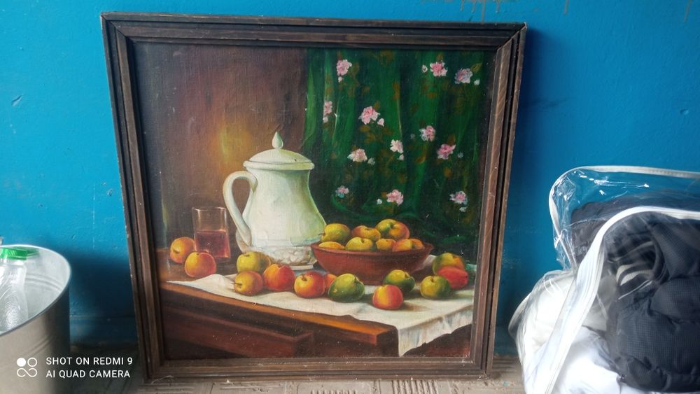 Продам картину яблоки и кувшин состояние на фото
