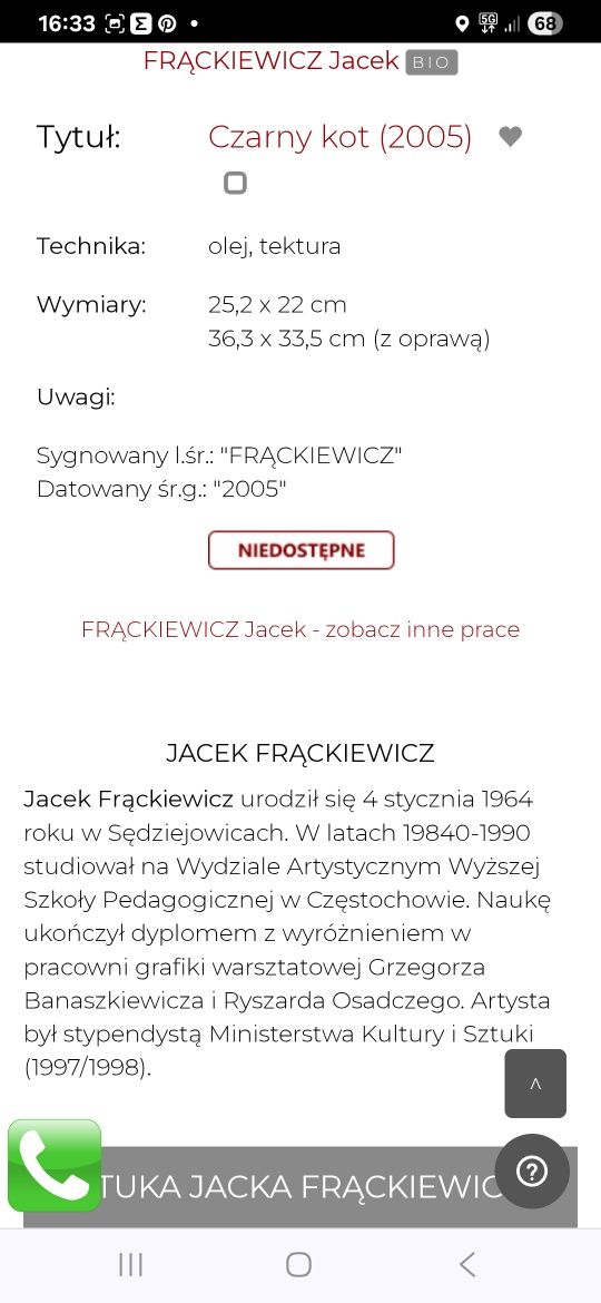 Jacek Frąckiewicz obraz ,,Czarny kot"