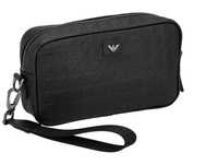 EMPORIO ARMANI luksusowa skórzana kosmetyczka travel bag NERO