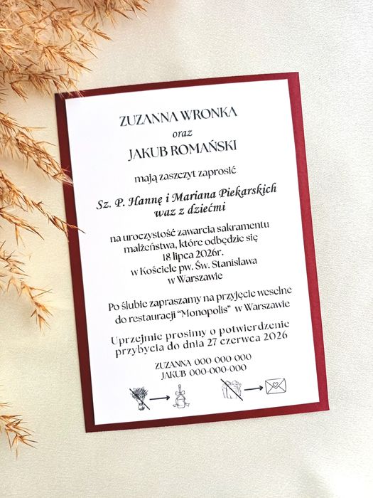 Zaproszenie na ślub wesele Dla gości