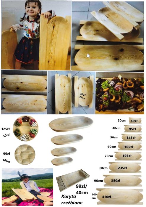 " KORYTA DREWNIANE Producent Koryt do Cateringu Restauracji, Karczmy
