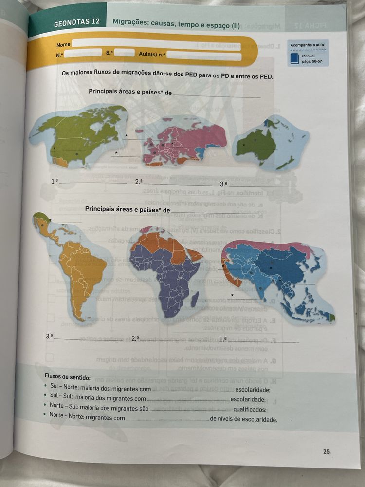 Mapa-mundo geografia 8 livro de actividades