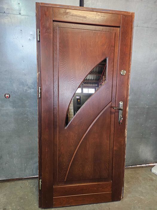 DRZWI Zewnętrzne Drewniane Sosnowe Wejściowe 99x209cm