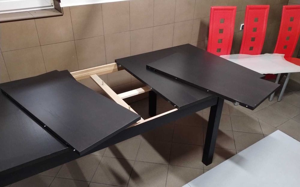 Stół rozkładany duży 175/260x95  kolor wenge + 6 krzeseł