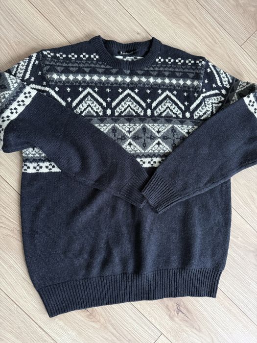 Zimowy ciepły sweter męski z wełną r. L