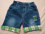 Krótkie spodenki jeansowe z kieszonkami, rozmiar 98/104, do koszuli