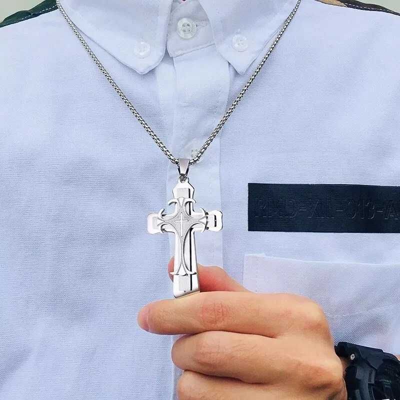 Мужская серебряная подвеска, металлическая цепочка на шею с крестом