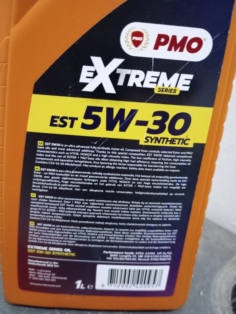 Olej Samochodowy PMO EXTREME series 5W-30 synthetic