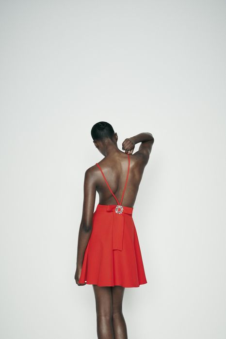 Красное платье с бантом zara червона сукня