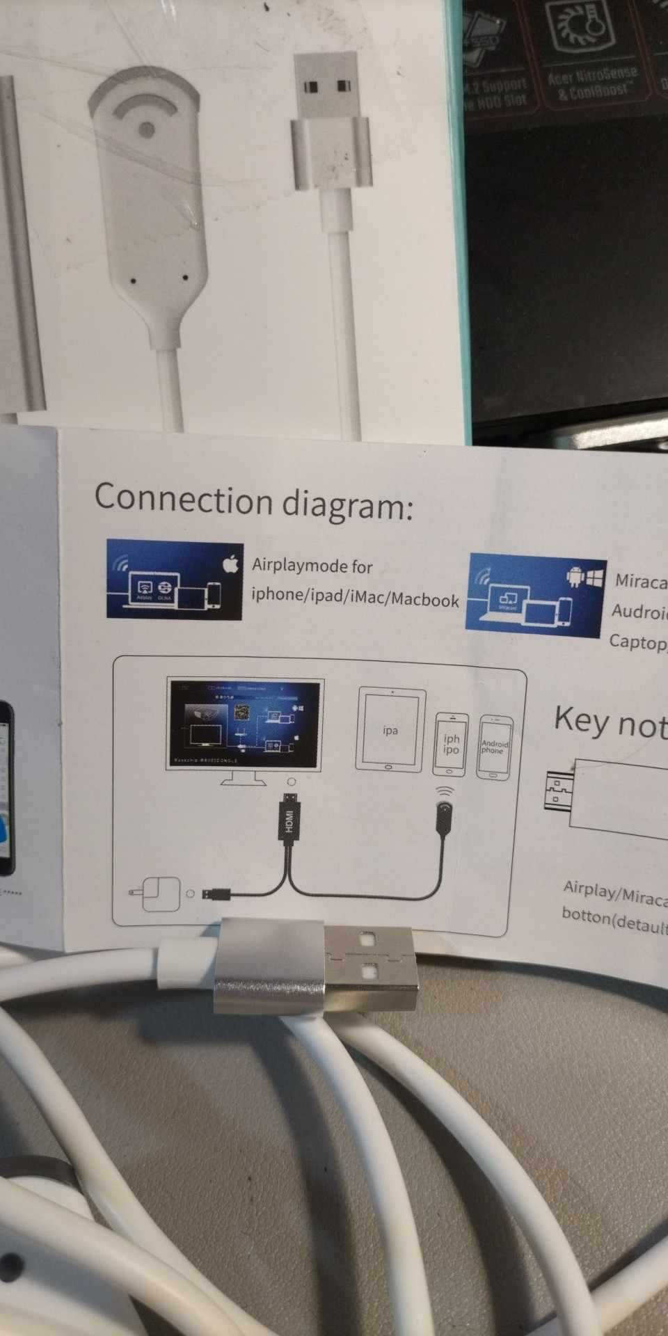 Wifi hdmi przesyłaj obraz z telefonu do  laptopa na tv