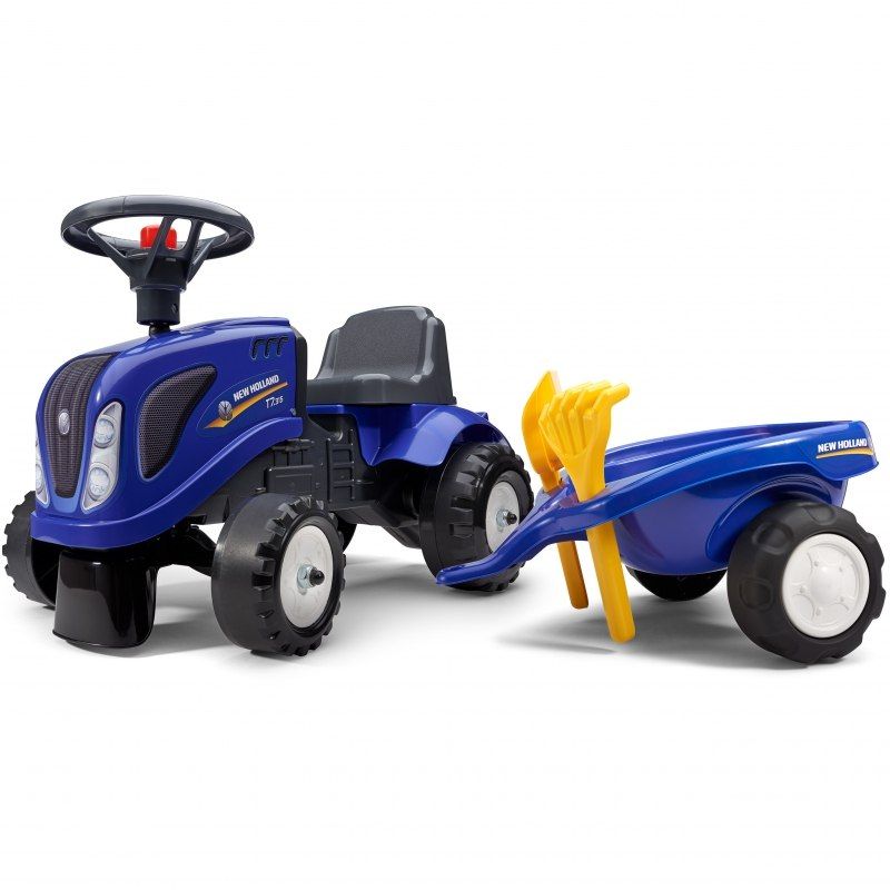 FALK Traktorek Baby New Holland Niebieski z Przyczepką +akc. od 1 roku