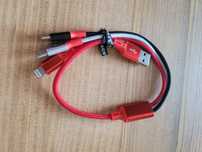 ASICEN Kabel USB do ładowania 3 w 1, 35 cm Multi USB, iP/Micro USB/C