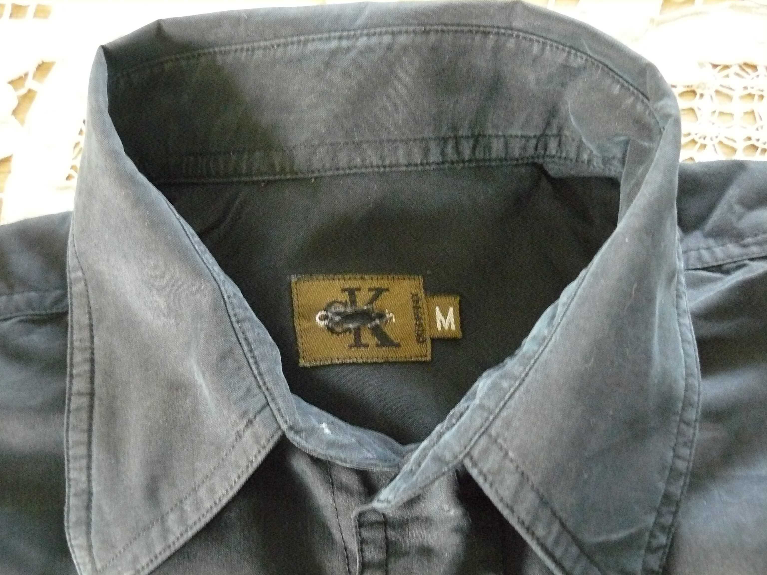 Męska koszula czarna/ grafitowa Calvin Klein L XL pachy 126 cm długi r