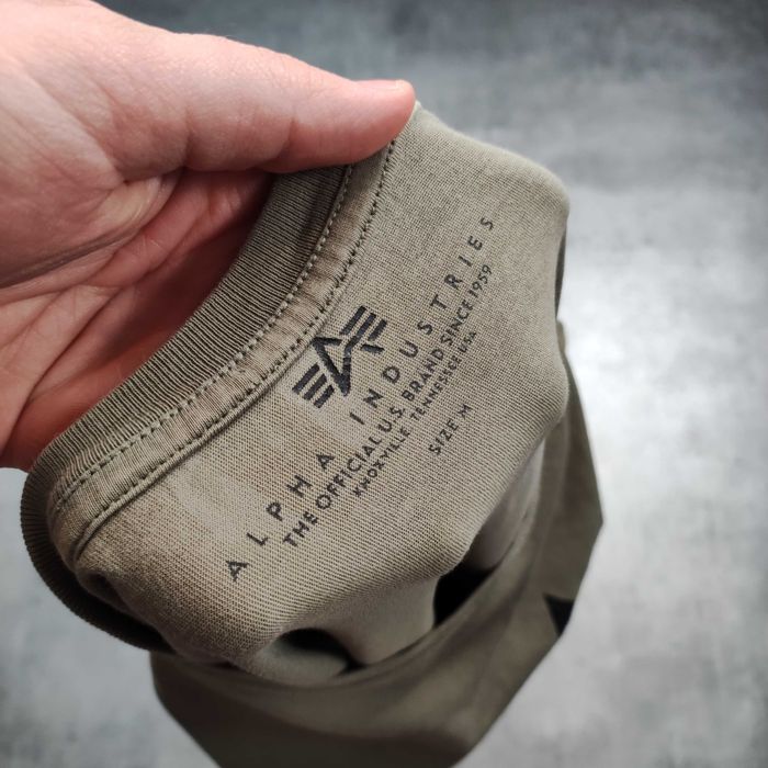 MĘSKA Koszulka PREMIUM Duże Logo Military Alpha Industries Oliwka