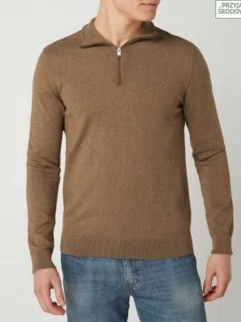 Seleced Homme sweter bluza rozpinany golf M beżowy