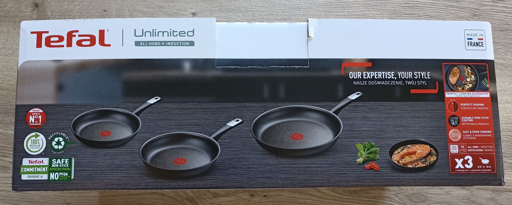 Zestaw 3 patelni Tefal Unlimited NOWE