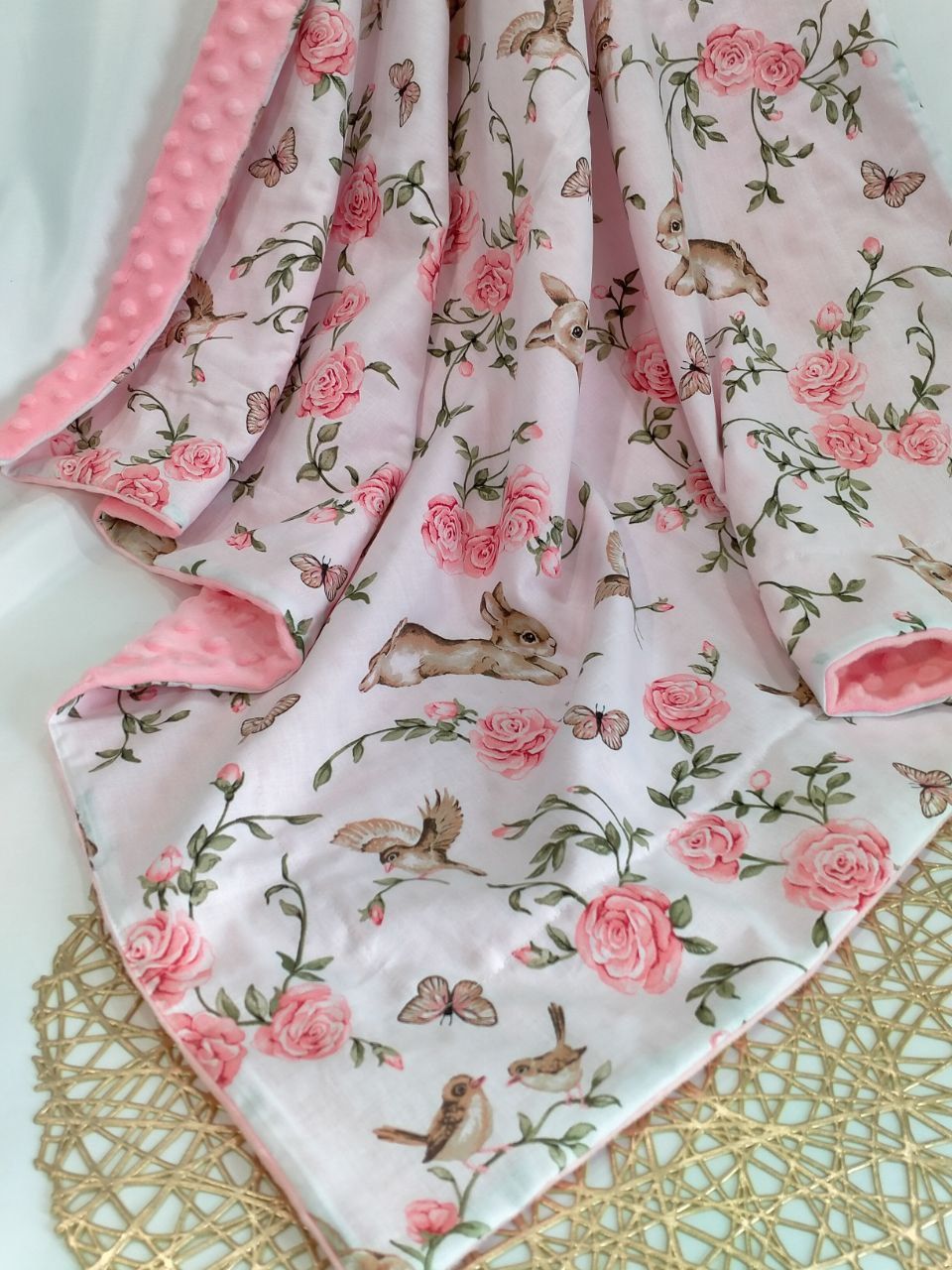 Рожевий пледик для дівчинки, у візочок, ліжечко, колиску (#5982)