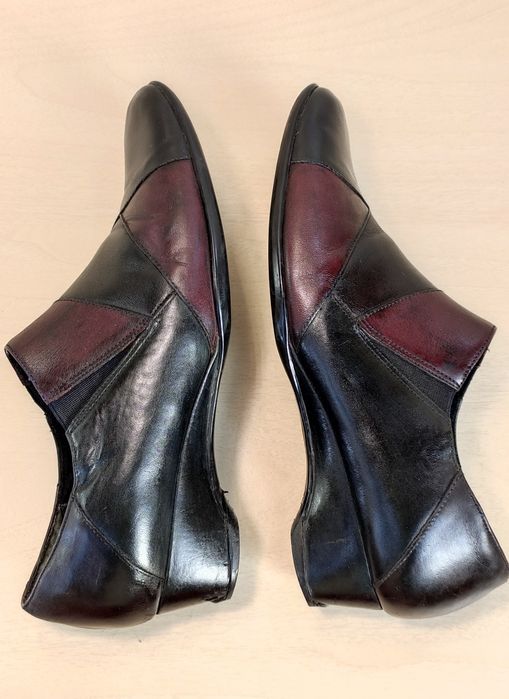 Кожаные полуботинки слипоны туфли на танкетке 39 40 комфорт в школу