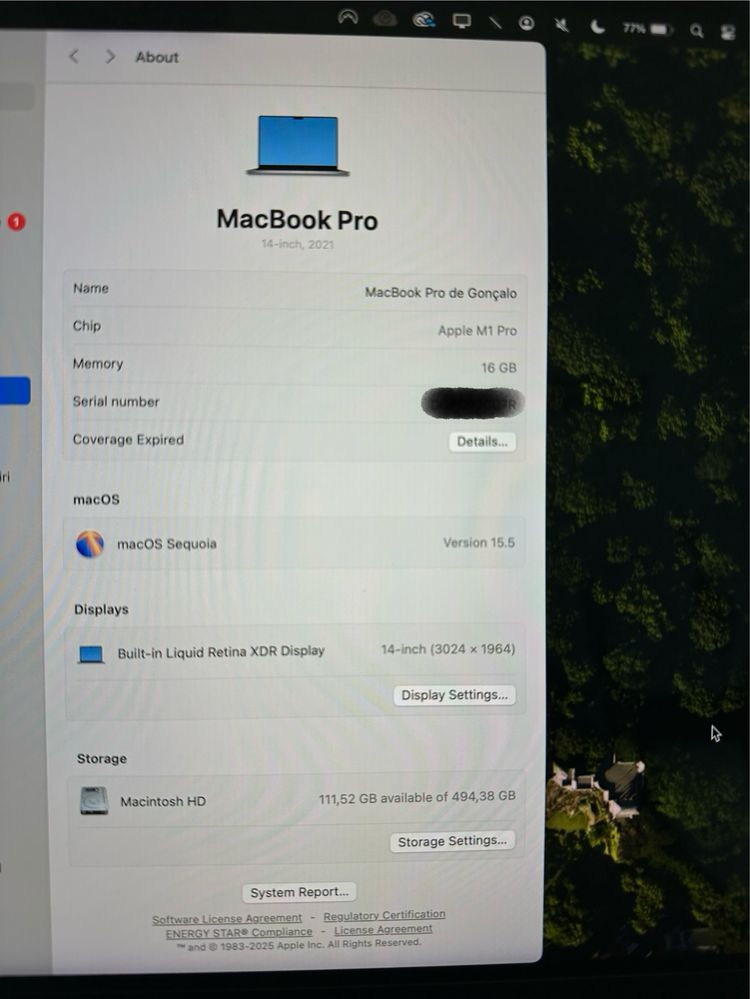 MacBook Pro 14" M1 Pro - 16GB RAM - SSD 512GB - Estado Excelente