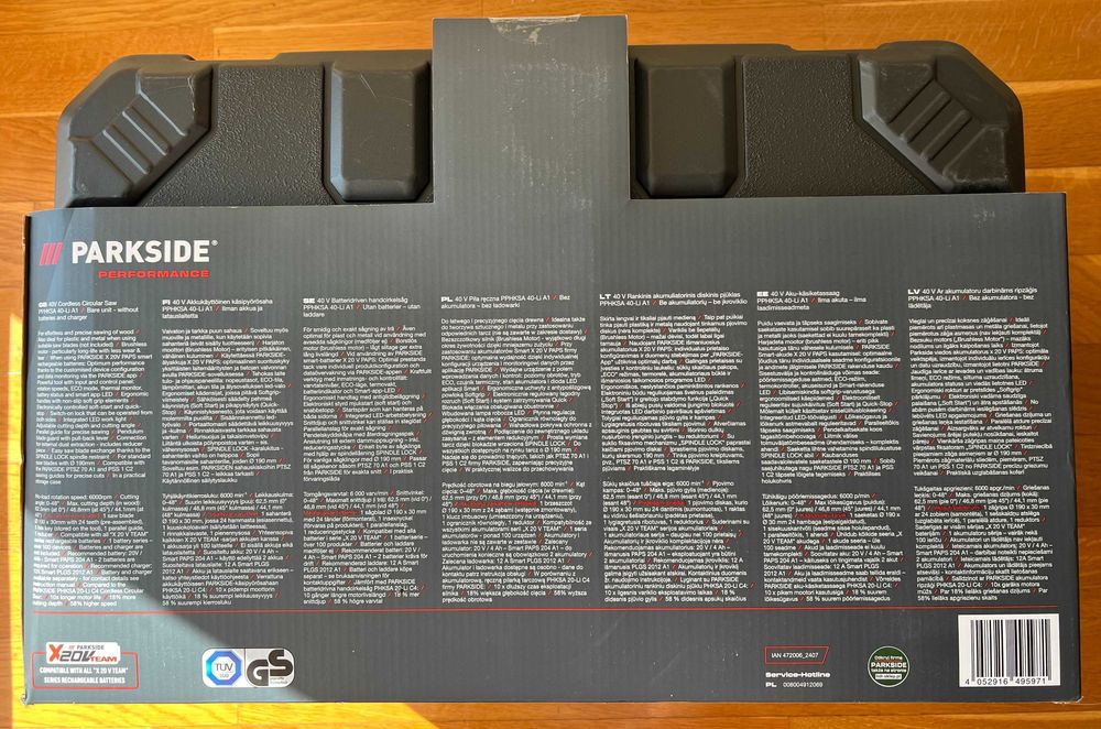 Akumulatorowa ręczna piła tarczowa Parkside 40V PPHKSA 40-Li A1