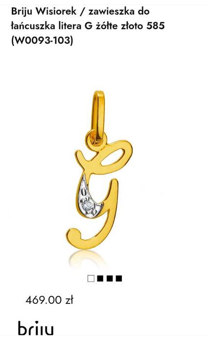 Nowy wisiorek złoto 585 literka J, zawieszka literka G ze złota Briju