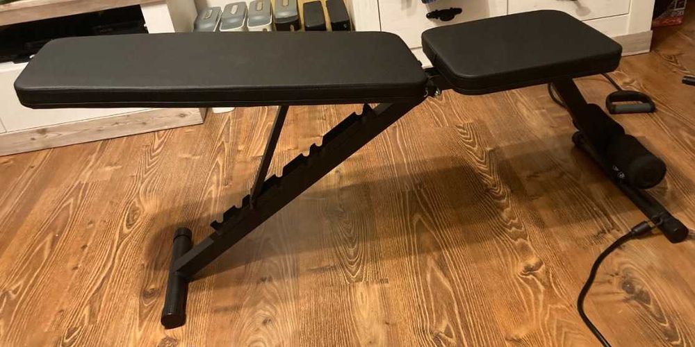 Nowa Ławka Skośna Treningowa Składana Regulowana do Ćwiczeń +Gumy