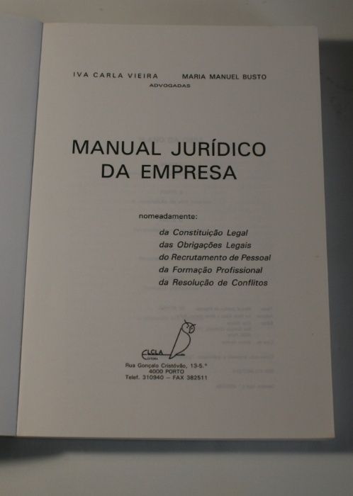 Livro: Manual Jurídico da Empresa -Iva Carla Vieira,Maria Manuel Busto