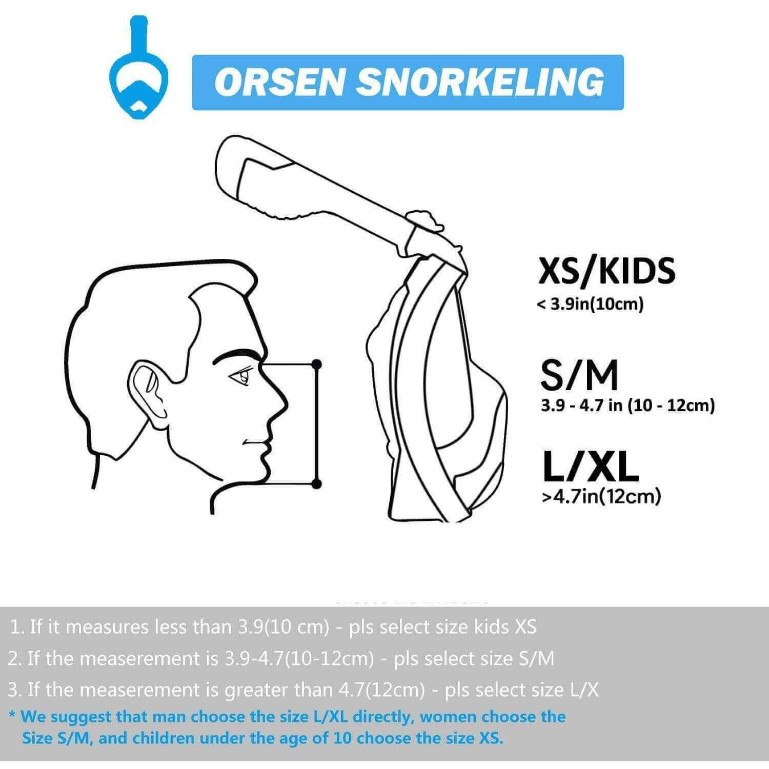 Маска для снорклінгу/плавання Orsen Snorkeling, розмір L
