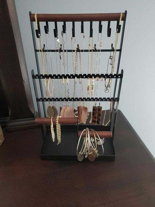 Organizer ekspozytor szkatułka stojak na biżuterię loft czarny drewno