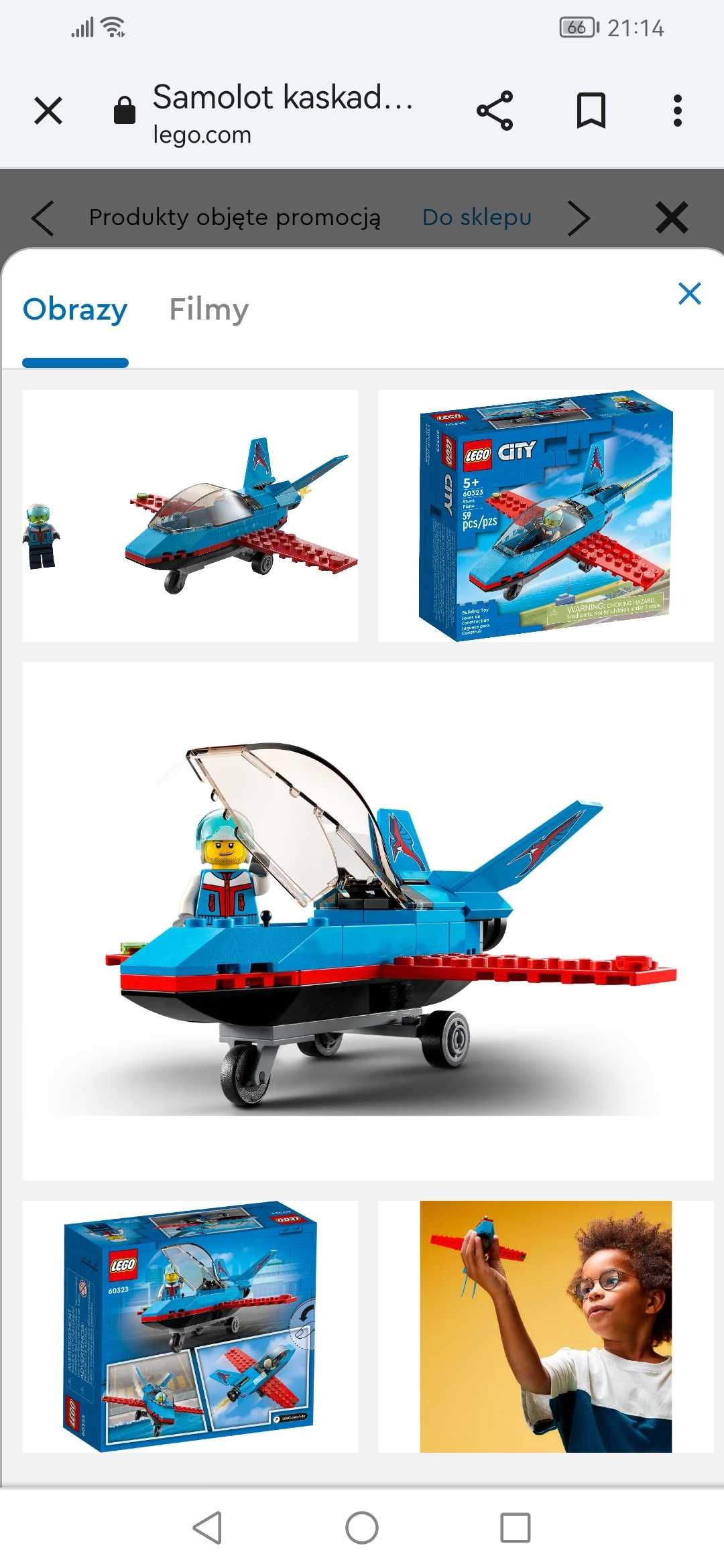 Lego city 60323 samolot kaskaderski