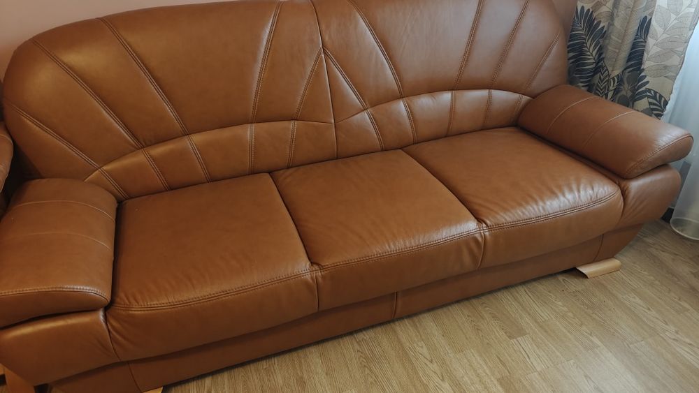 Skórzana kanapa i fotel. Stan bdb
