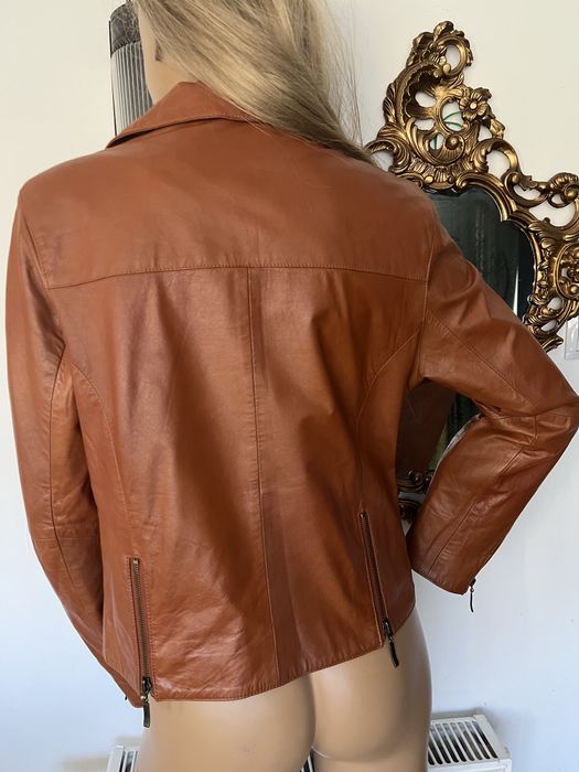 Skóra naturalna kurtka damska brązowa toffi cielista L 40 Broch