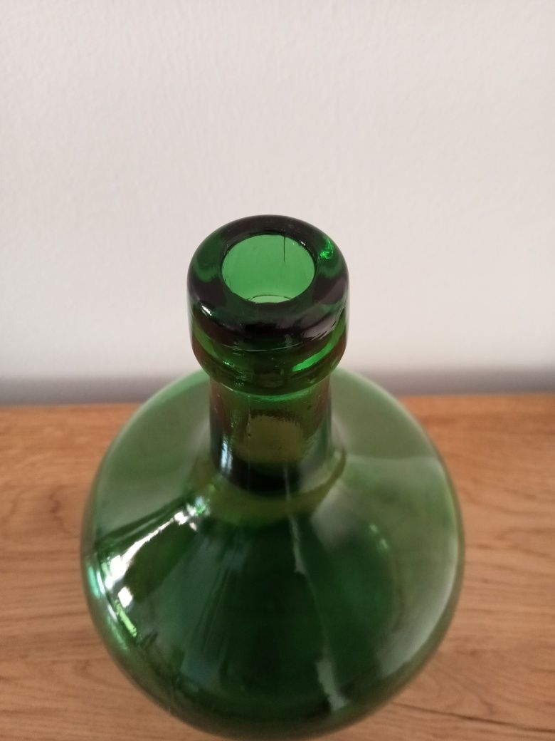 Piękny mały zielony gąsiorek na wino, nalewkę 2l