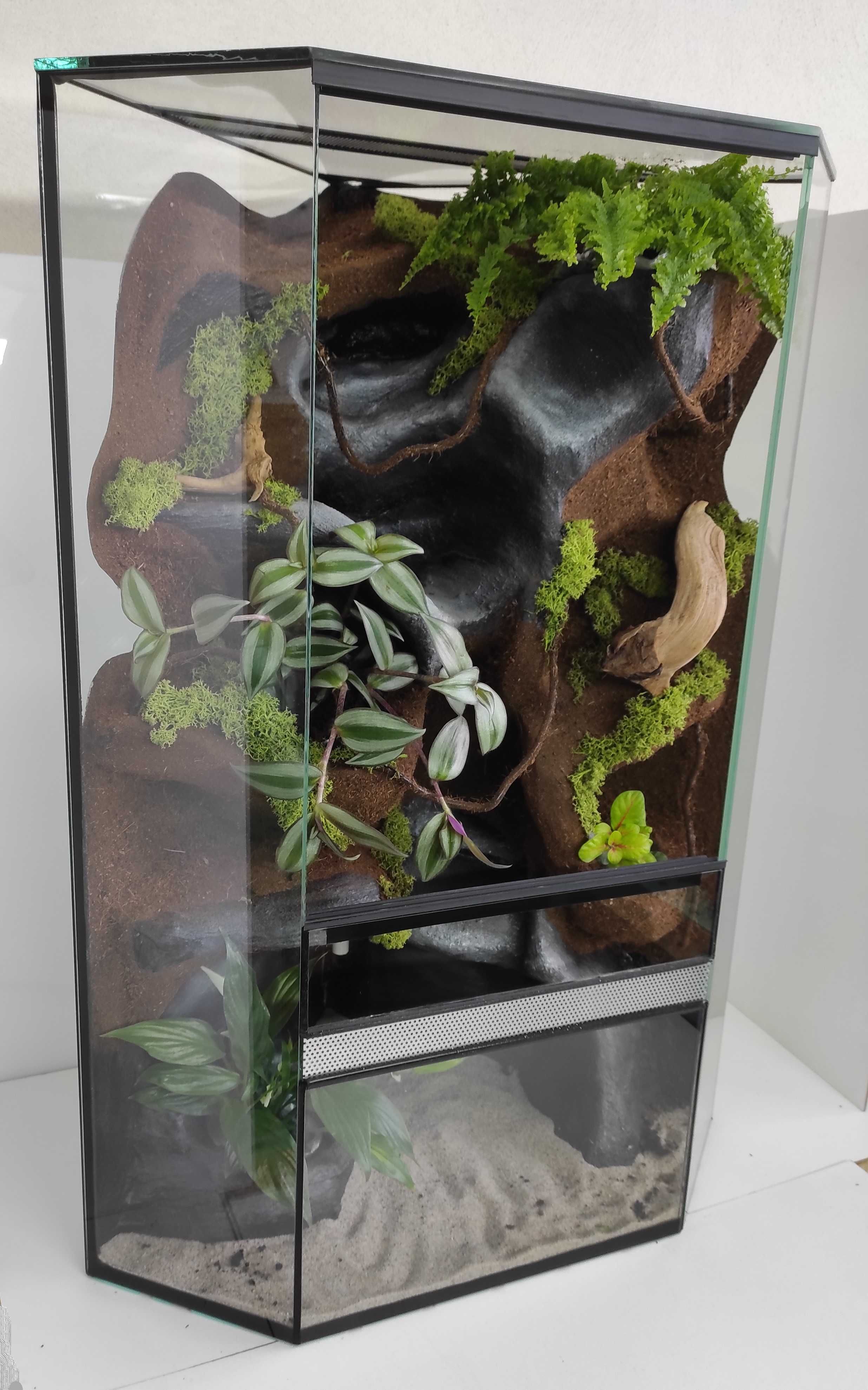 Terrarium, paludarium narożne z wodospadem i roślinami PN01W AquaWaves