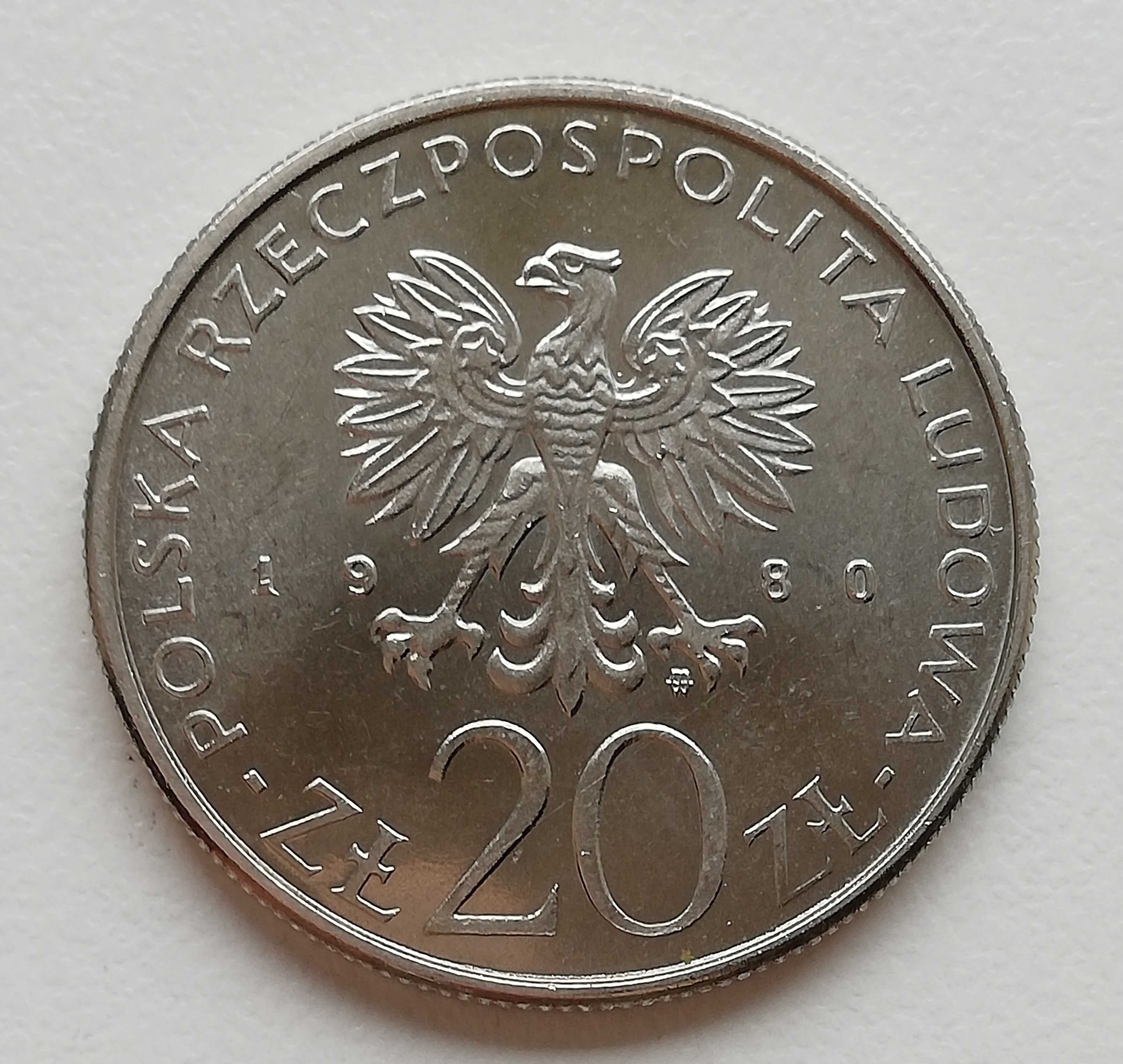 Moneta 20 zł 1980 rok  50 Lat Daru Pomorza  stan SM na prezent