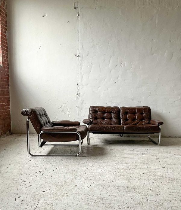 Borkum stara Ikea proj. Johan Bertil Häggström skóra lata 70 vintage