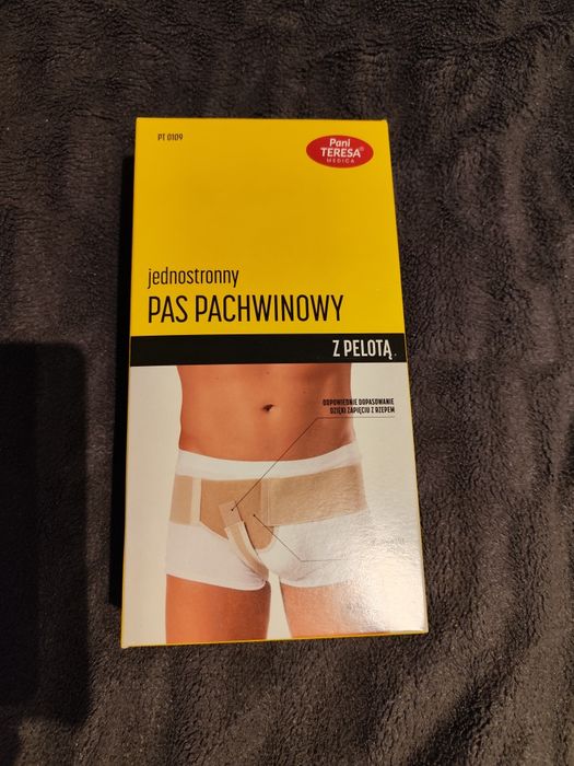 Pani Teresa, jednostronny pas pachwinowy z pelotą L strona prawa