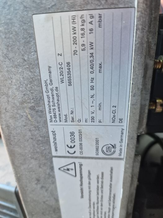 Palnik olejowy weishaupt wl20  70-200kw