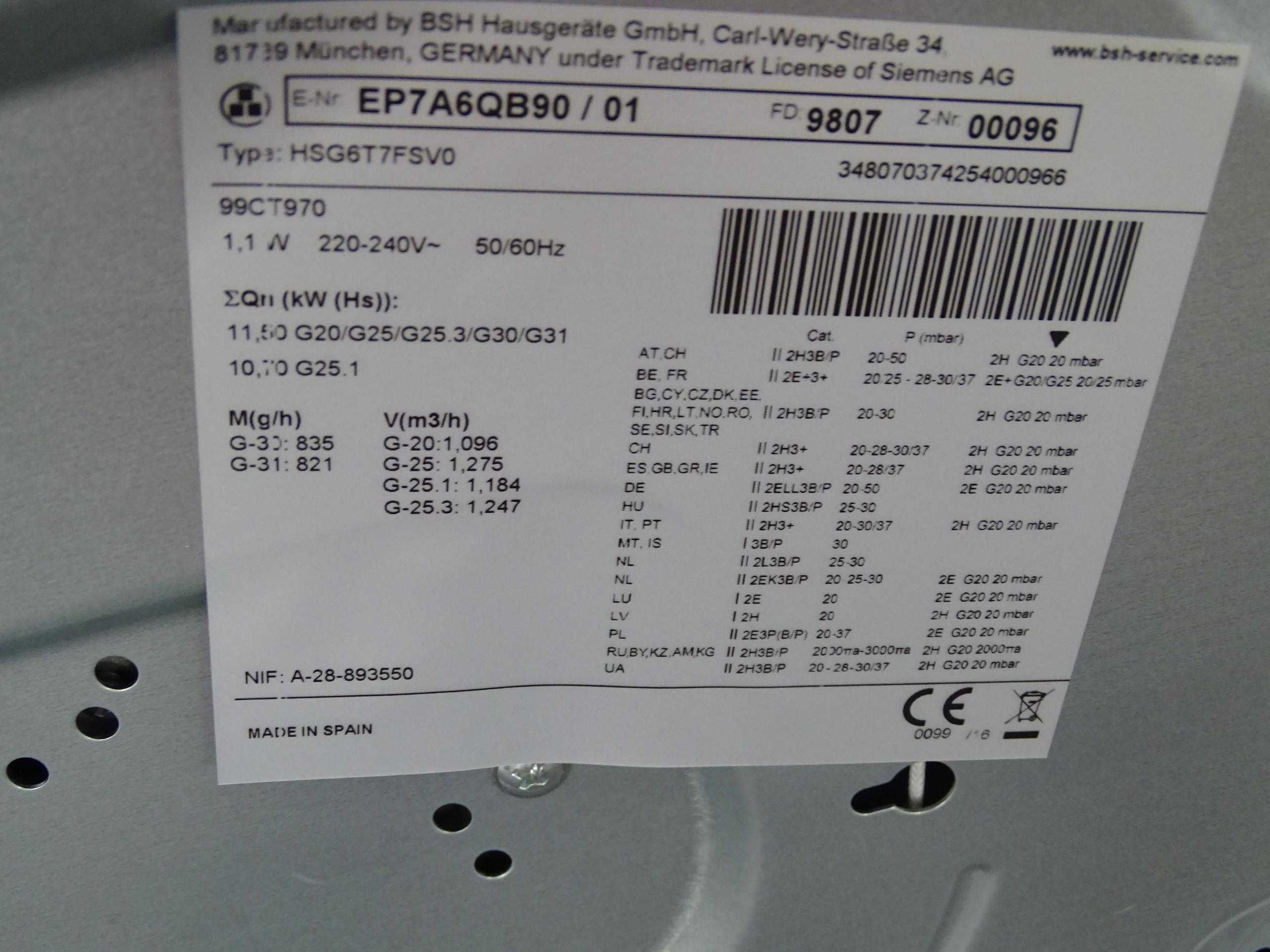 Płyta gazowa Siemens iQ500 EP7A6QB90 nowa