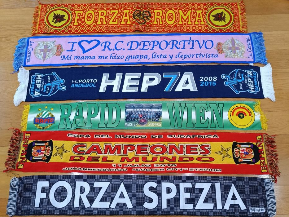 Cachecois de futebol Roma Coruna Porto Rapid Espanha Spezia