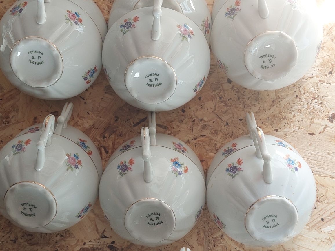 Serviço de chá porcelana Coimbra SP anos 50