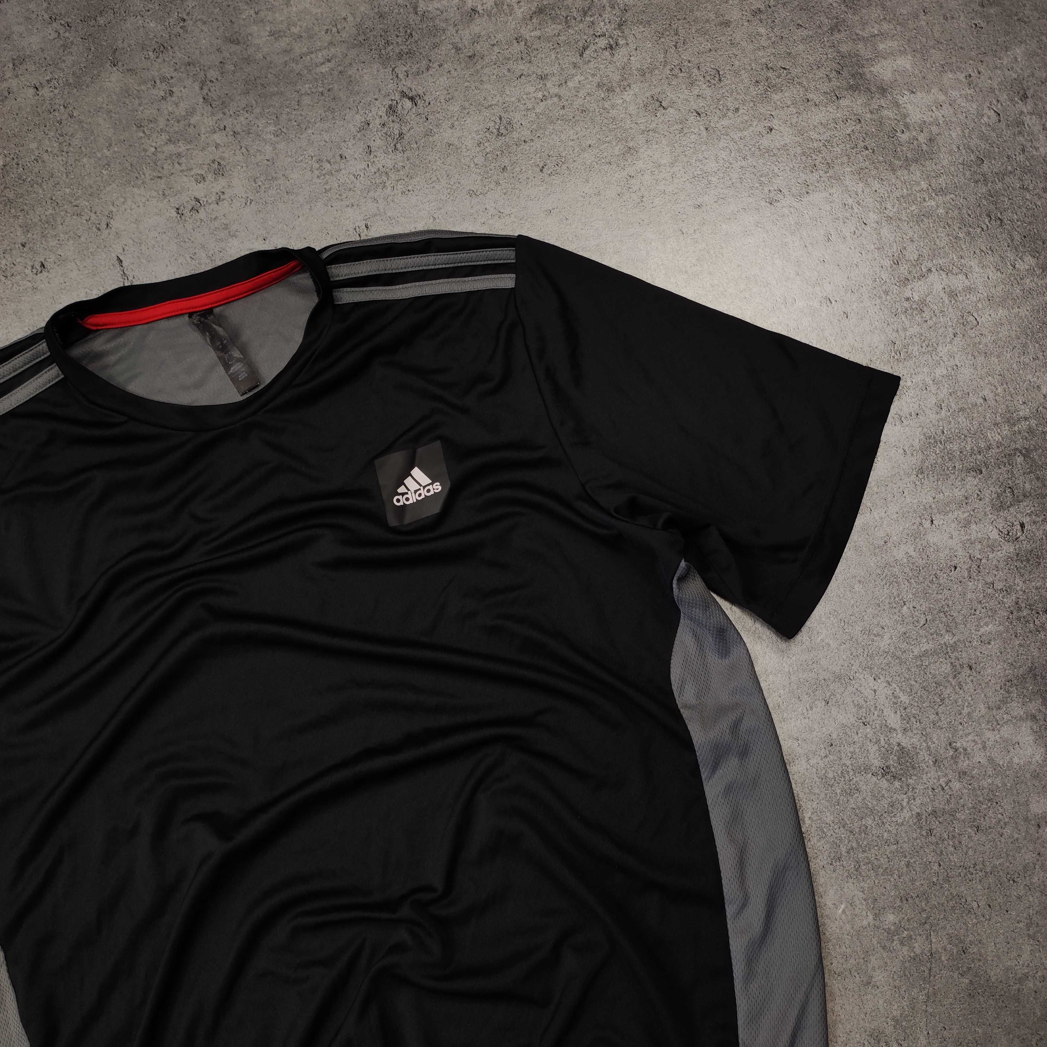 MĘSKA Koszulka Sportowa Adidas Clima 3 Paski Siłownia Bieganie Logo
