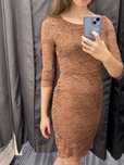 Koronkowa sukienka brąz miedź Only 36 S elegancka midi
