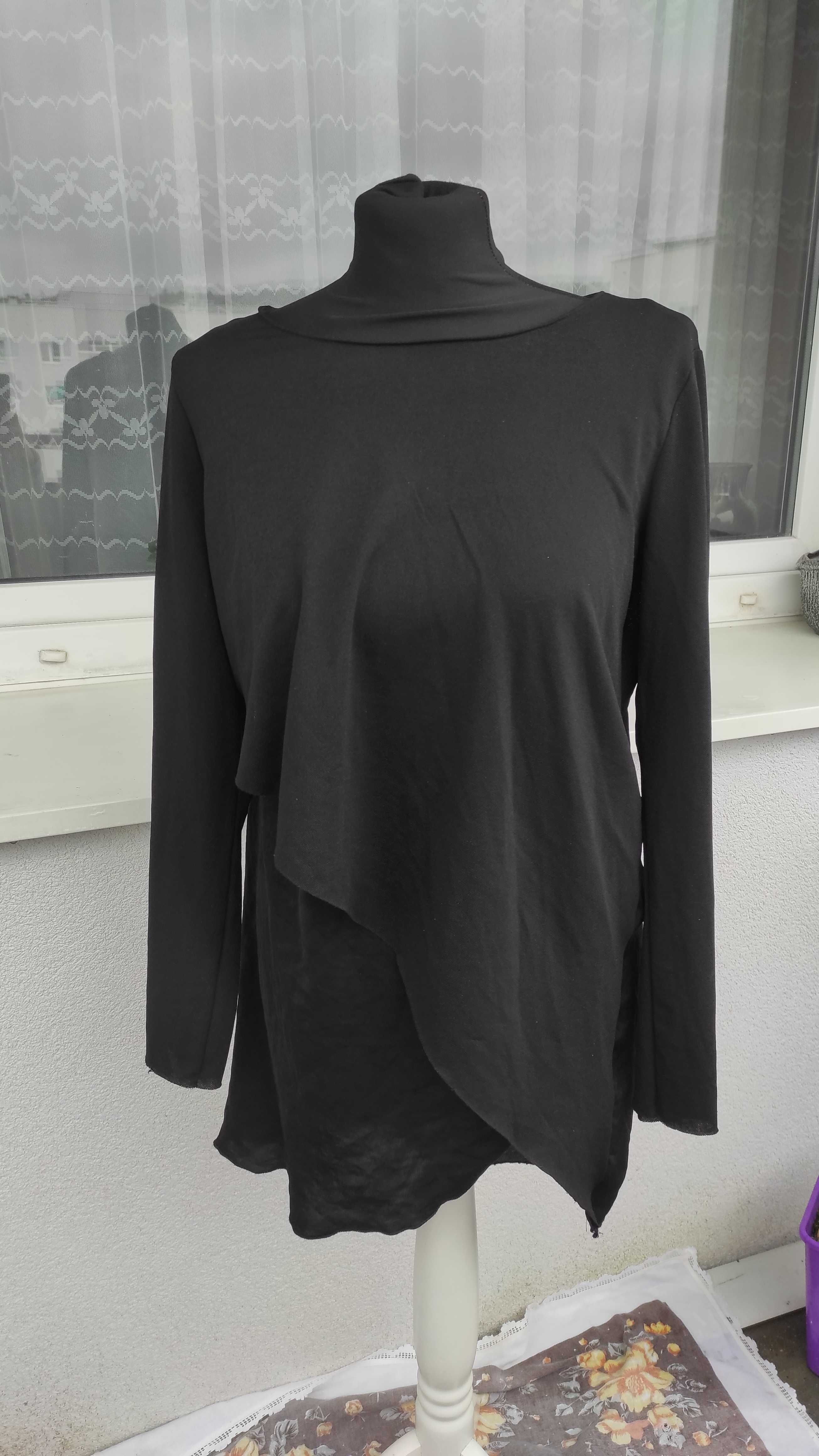 Czarna asymetryczna dłuższa bluzka tunika zara