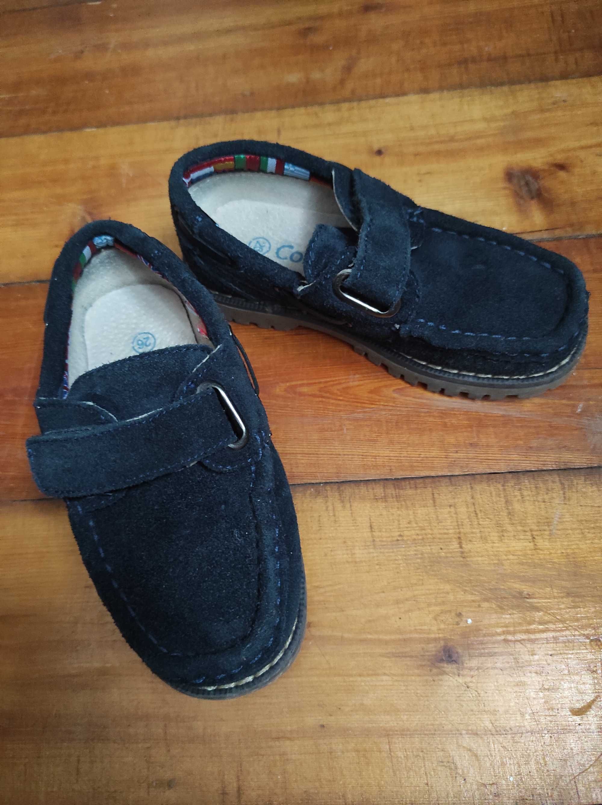 Дитячі шкіряні туфлі для хлопчика темно-синього кольору 26р.