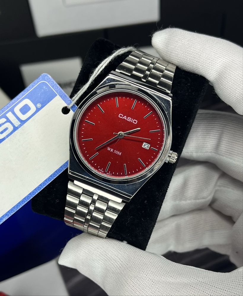 Casio B145 срібний годинник чоловічий на браслеті кварц