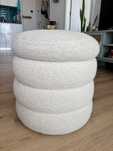 Puff branco redondo com armazenamento - SKLUM
