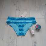 Majtki dół od bikini figi niebieskie srebrne paski H&M strój kąpielowy