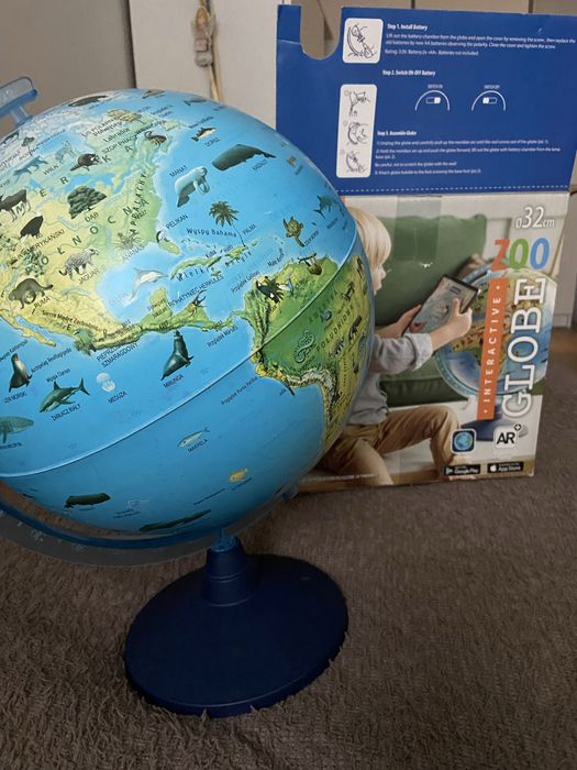 Globus interaktywny ze zwierzętami 32 cm podświetlany