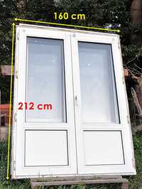 Drzwi tarasowe dwuskrzydłowe PCV, 160/212 cm